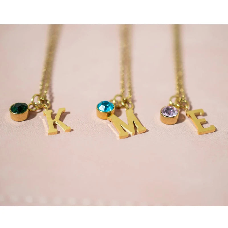 Personalised Initial & Birthstone Necklace