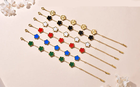 Clover Bracelet – 14K Gold Plated with Pearl Charms