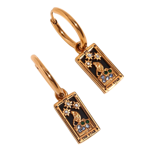 The Star Tarot Card Hoop Earrings – 18K Gold