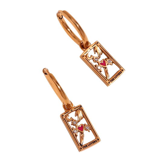 The Lovers Tarot Card Hoop Earrings – 18K Gold