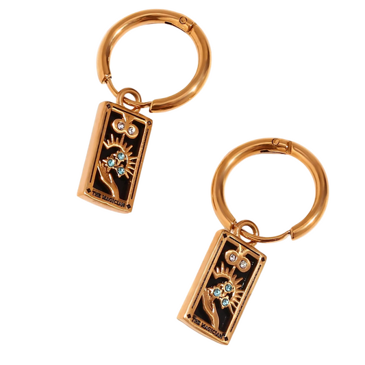 The Magician Tarot Card Hoop Earrings – 18K Gold