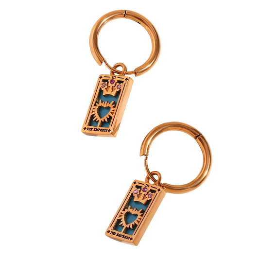 The Empress Tarot Card Hoop Earrings – 18K Gold