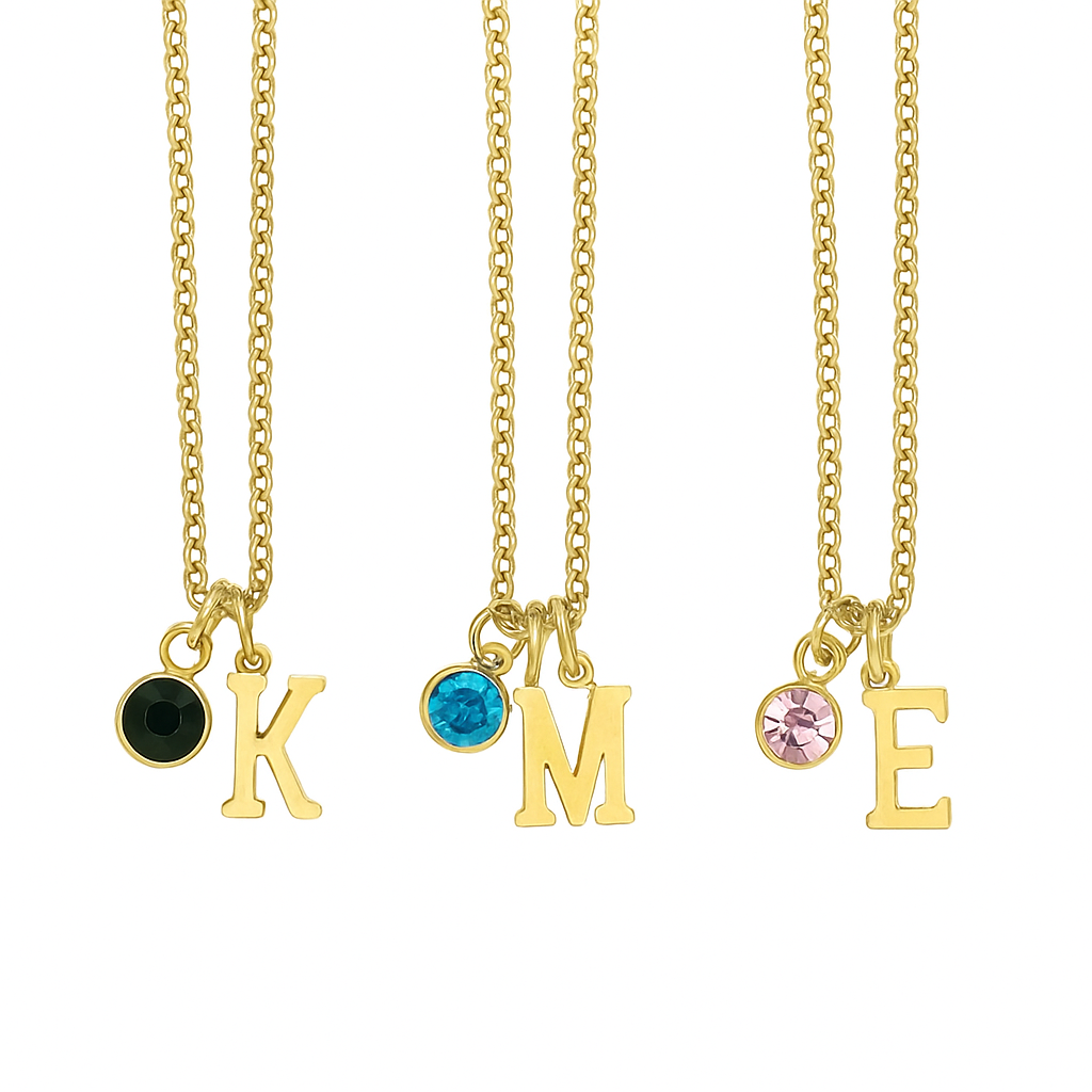 Personalised Initial & Birthstone Necklace