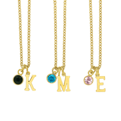 Personalised Initial & Birthstone Necklace