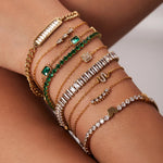 Emerald Luxe Tennis Bracelet – 18K Gold-Plated Green Crystal Bracelet