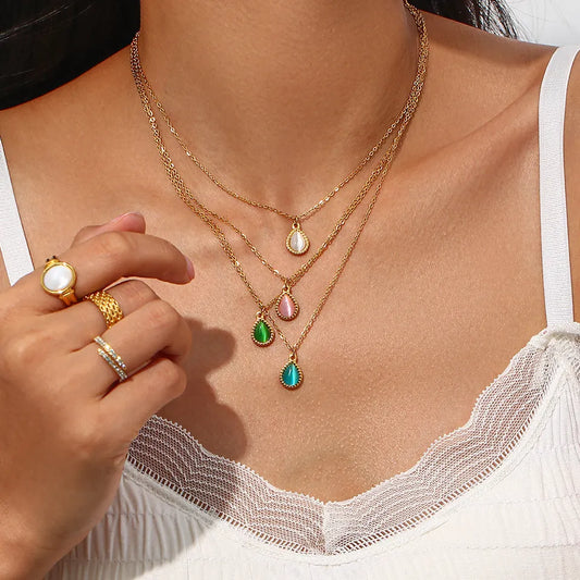 Harmony Stones - Dainty White Quartz 18K Gold Necklace and Earrings Set