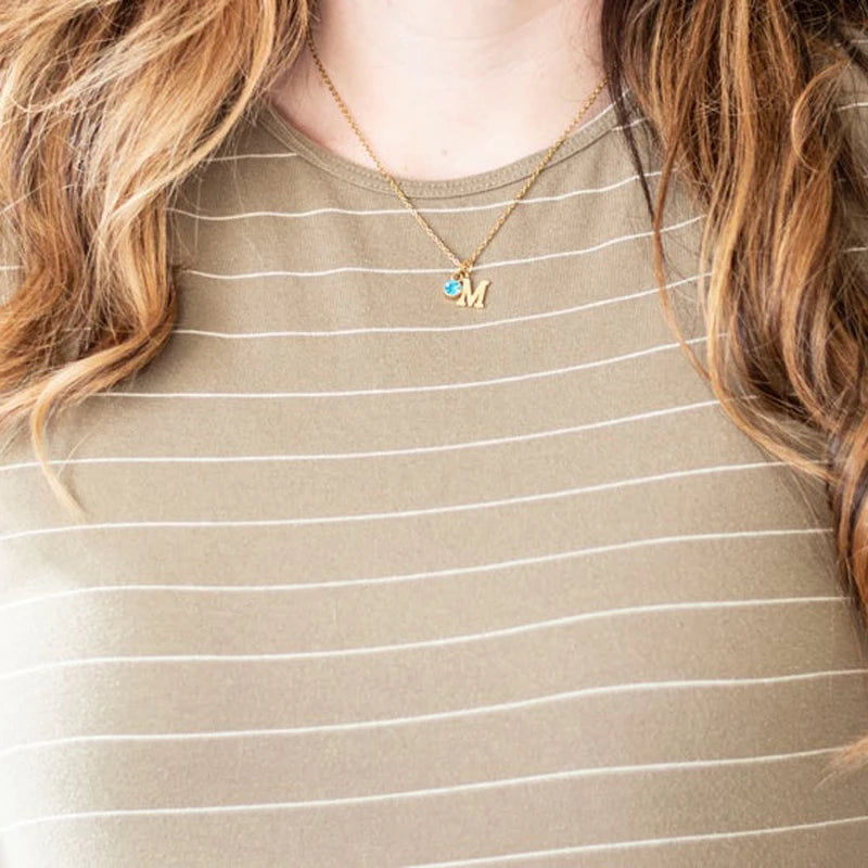Personalised Initial & Birthstone Necklace