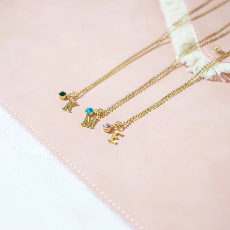 Personalised Initial & Birthstone Necklace