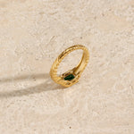 Eternal Radiance – 18k Gold Textured Gemstone Ring for Elegance and Energy