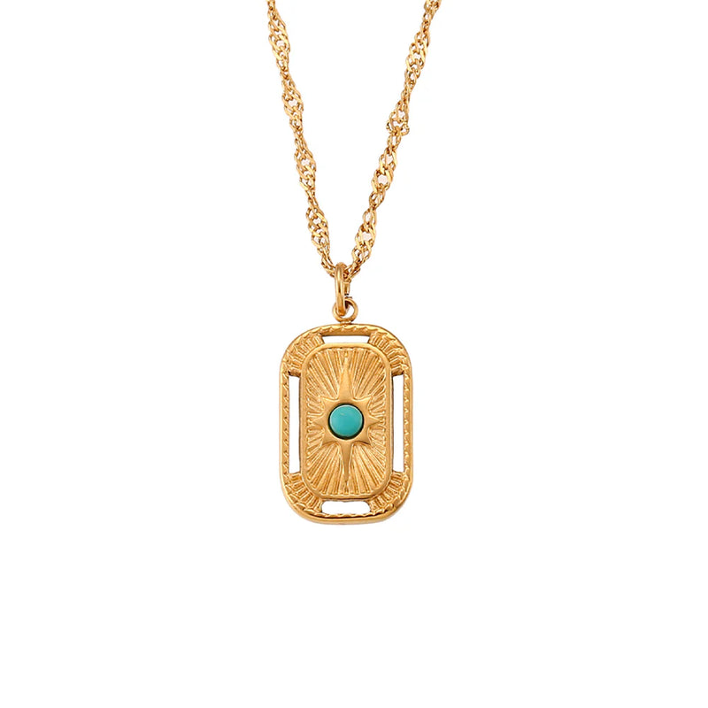 Tranquil Harmony – 18K Gold Turquoise Healing Necklace