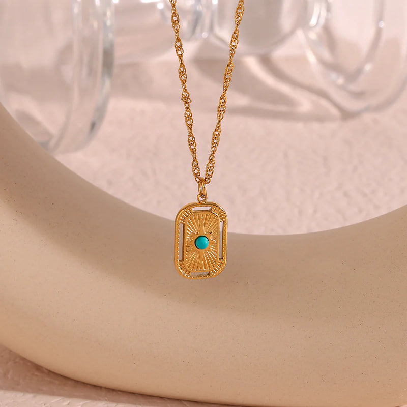 Tranquil Harmony – 18K Gold Turquoise Healing Necklace