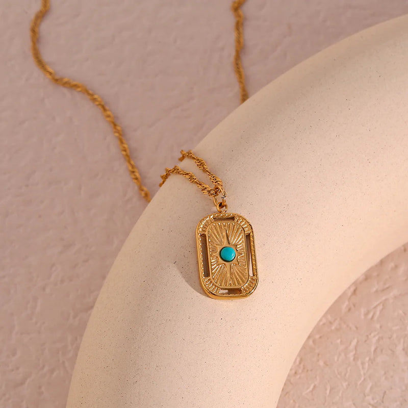 Tranquil Harmony – 18K Gold Turquoise Healing Necklace