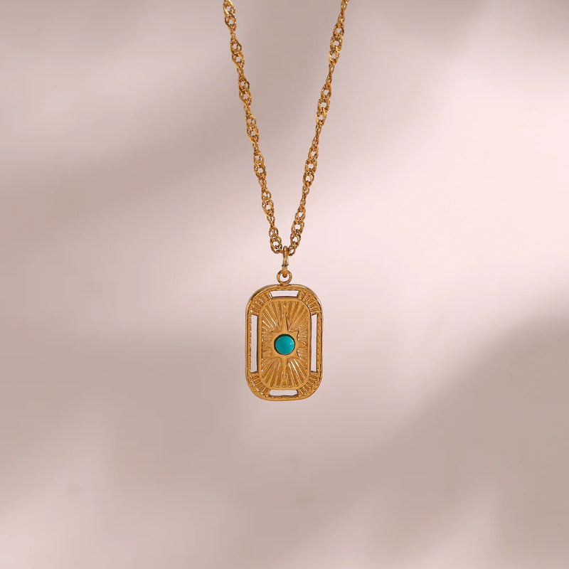 Tranquil Harmony – 18K Gold Turquoise Healing Necklace