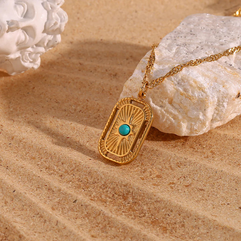 Tranquil Harmony – 18K Gold Turquoise Healing Necklace