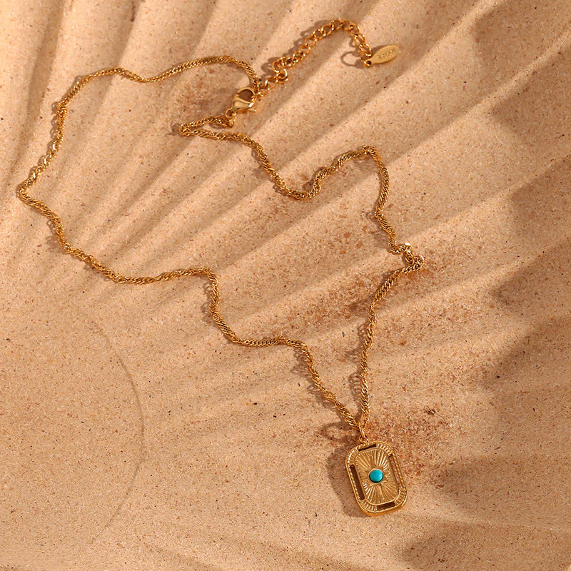 Tranquil Harmony – 18K Gold Turquoise Healing Necklace