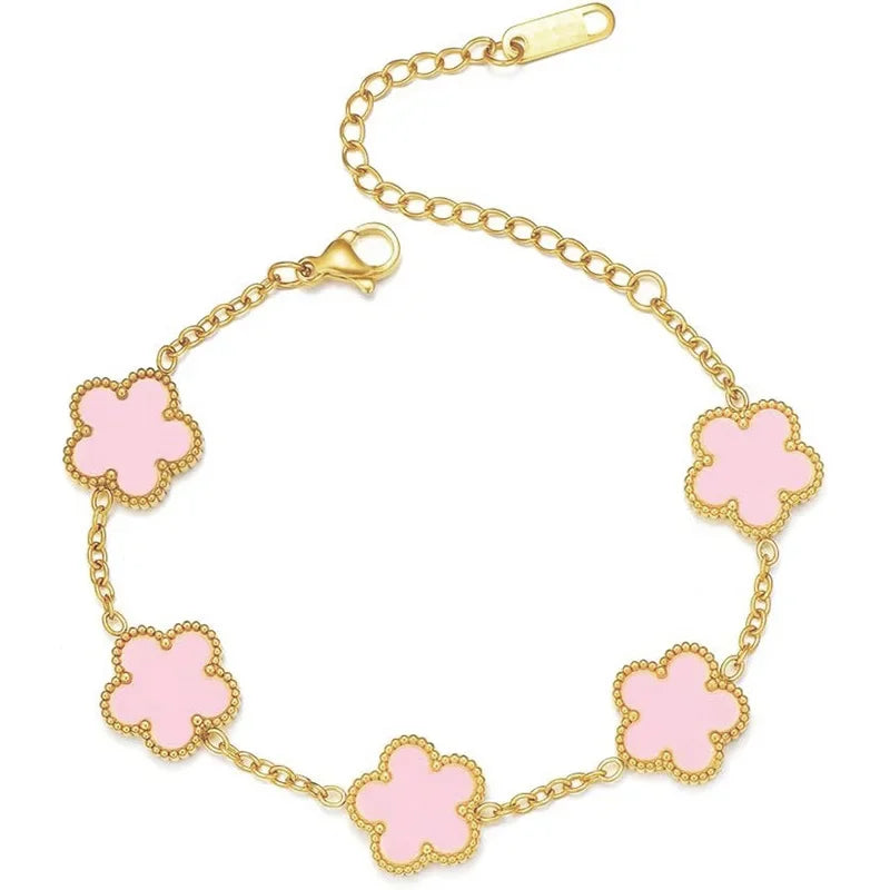 Clover Bracelet – 14K Gold Plated with Pearl Charms
