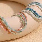 Natural Gemstone Beaded Bracelet with 18K Gold-Plated Stainless Steel – Adjustable Length