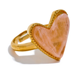 Heart Gemstone Adjustable Ring – 18K Gold-Plated Statement Jewellery