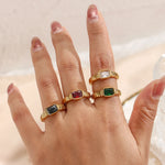 Eternal Radiance – 18k Gold Textured Gemstone Ring for Elegance and Energy