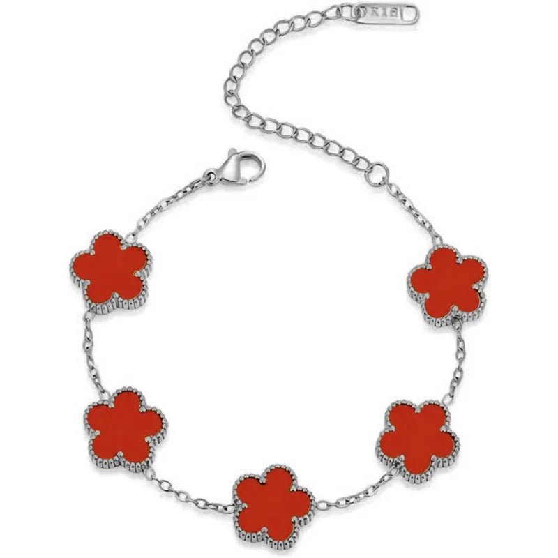 Clover Bracelet – Silver with Pearl Charms