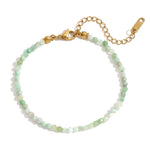 Natural Gemstone Beaded Bracelet with 18K Gold-Plated Stainless Steel – Adjustable Length