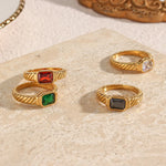 Eternal Radiance – 18k Gold Textured Gemstone Ring for Elegance and Energy