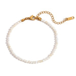 Natural Gemstone Beaded Bracelet with 18K Gold-Plated Stainless Steel – Adjustable Length