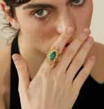 Serenity Bloom – 18k Gold Adjustable Ring with Natural Jasper for Balance and Calm