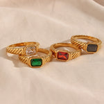 Eternal Radiance – 18k Gold Textured Gemstone Ring for Elegance and Energy