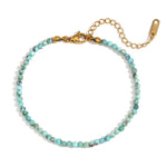 Natural Gemstone Beaded Bracelet with 18K Gold-Plated Stainless Steel – Adjustable Length