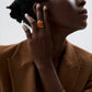 18K Gold-Plated Gemstone Statement Ring – Red Jasper, Green Aventurine, Black Onyx