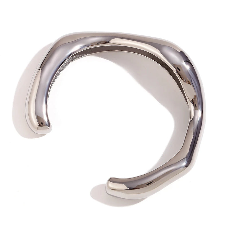 Wave Cuff Bracelet – 18K Gold-Plated & Silver Stainless Steel, Tarnish-Free, Hypoallergenic