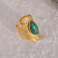 Serenity Bloom – 18k Gold Adjustable Ring with Natural Jasper for Balance and Calm