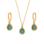 Serene Elixir - Dainty Blue Chalcedony 18K Gold Necklace and Earrings Set