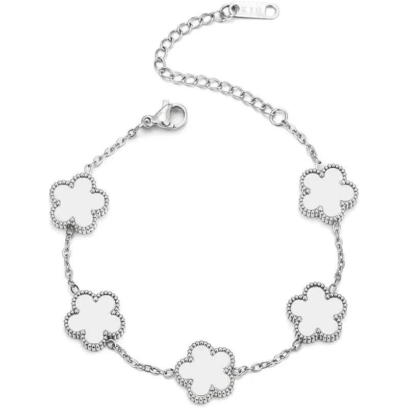 Clover Bracelet – Silver with Pearl Charms