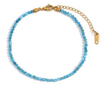 Natural Gemstone Beaded Bracelet with 18K Gold-Plated Stainless Steel – Adjustable Length