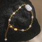 Green Jasper and Natural Pearl Bracelet – Stainless Steel Adjustable Chain