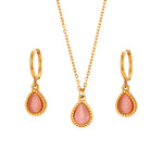 Harmony Stones - Dainty White Quartz 18K Gold Necklace and Earrings Set