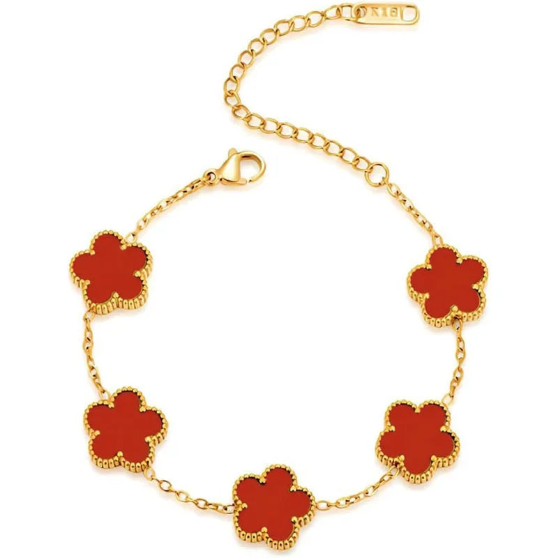 Clover Bracelet – 14K Gold Plated with Pearl Charms