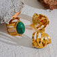 18K Gold-Plated Gemstone Statement Ring – Red Jasper, Green Aventurine, Black Onyx