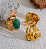 18K Gold-Plated Gemstone Statement Ring – Red Jasper, Green Aventurine, Black Onyx