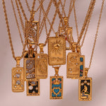 The Empress Tarot Card Necklace - 18k Gold Blue Enamel