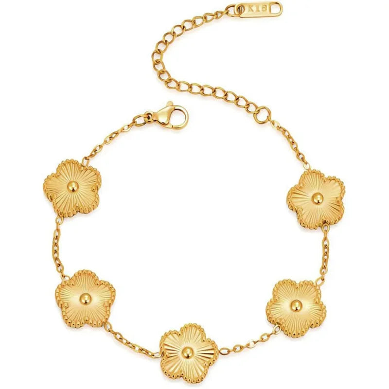 Clover Bracelet – 14K Gold Plated with Pearl Charms