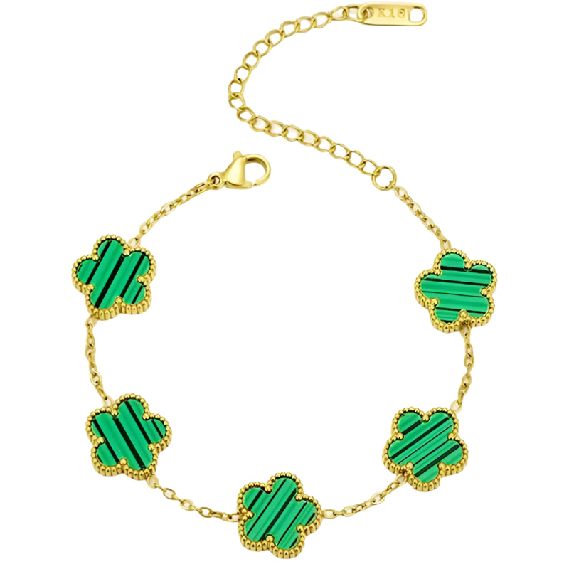 Clover Bracelet – 14K Gold Plated with Pearl Charms