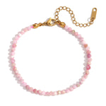 Natural Gemstone Beaded Bracelet with 18K Gold-Plated Stainless Steel – Adjustable Length