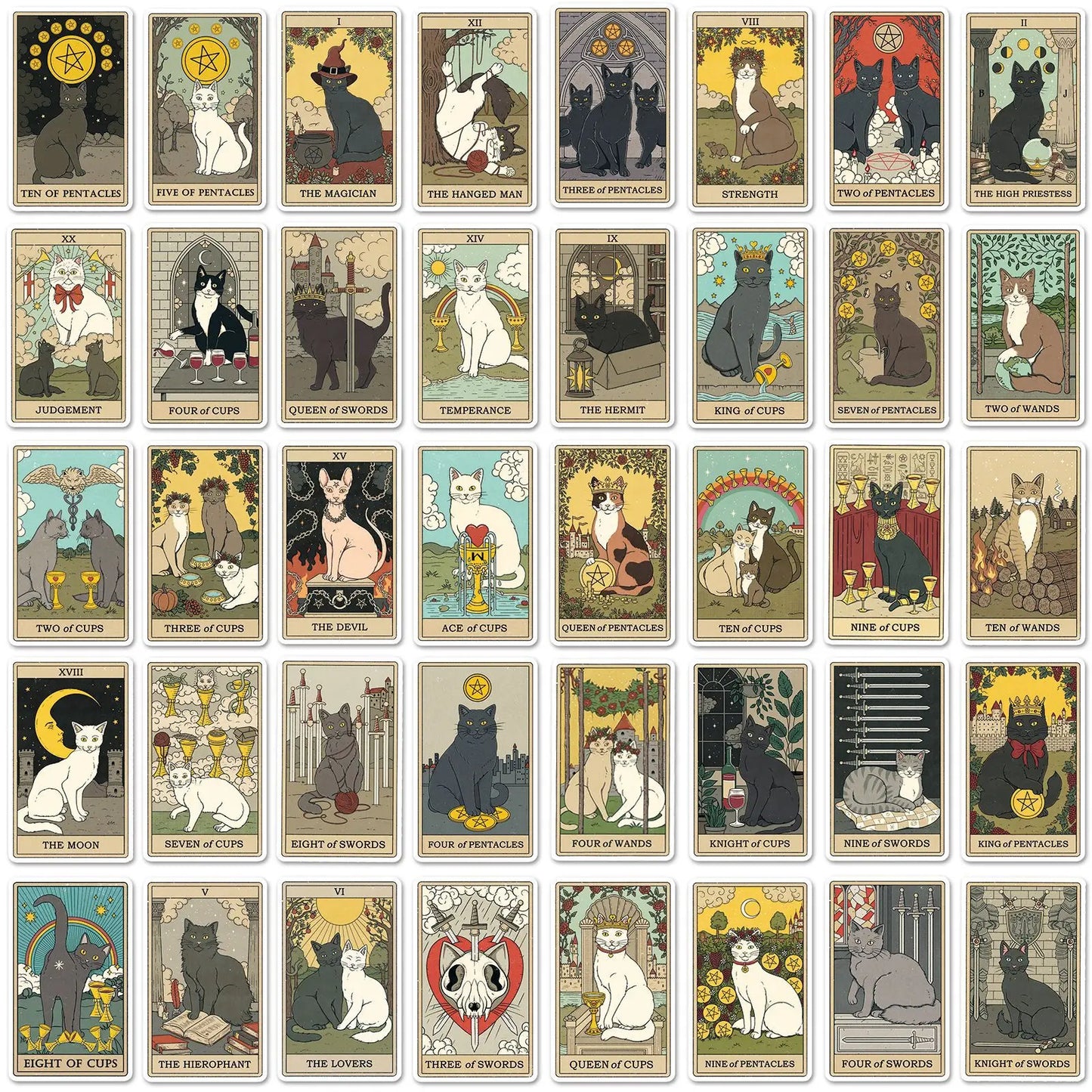 Vintage Classic Cat Style Tarot Cards Stickers