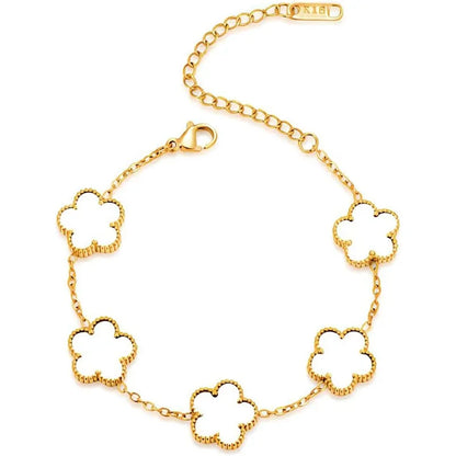 Clover Bracelet – 14K Gold Plated with Pearl Charms