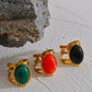 18K Gold-Plated Gemstone Statement Ring – Red Jasper, Green Aventurine, Black Onyx