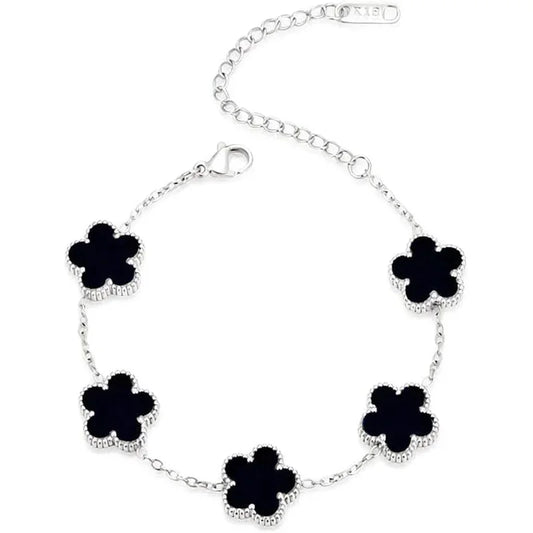 Clover Bracelet – Silver with Pearl Charms
