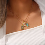 The Empress Tarot Card Necklace - 18k Gold Blue Enamel